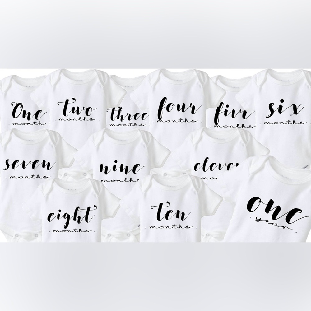 Baby's First Year Monthly Milestone Baby Onesies®-Set of 12 Monthly